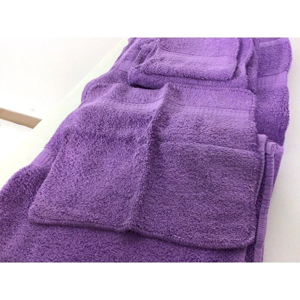 Vintage Purple Bath Towels Set of 5